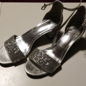 Silver glitter heels